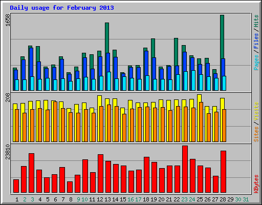 Daily usage for February 2013