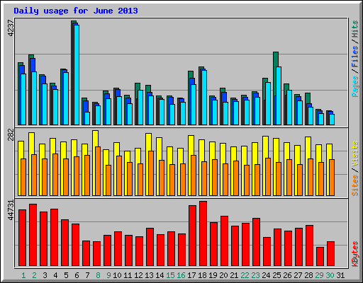 Daily usage for June 2013