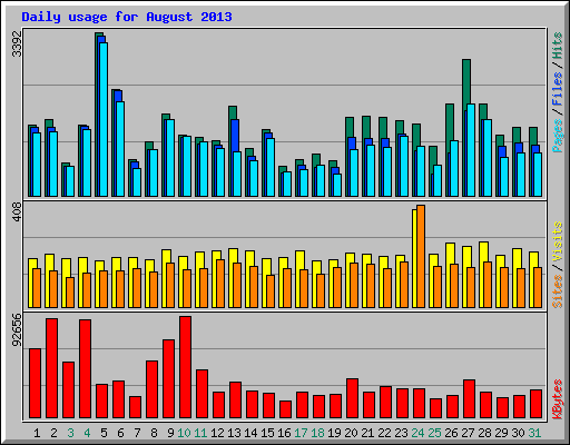 Daily usage for August 2013