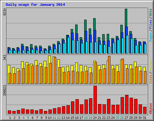 Daily usage for January 2014