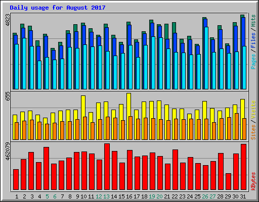 Daily usage for August 2017