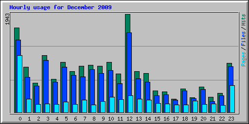 Hourly usage for December 2009