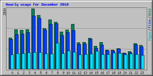 Hourly usage for December 2010